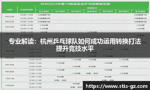 专业解读：杭州乒乓球队如何成功运用转换打法提升竞技水平